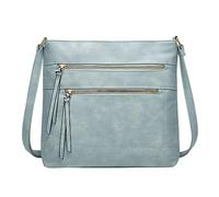 Ladies Soft Leather Retro Simple Fashion Small Square Shoulder Handbag With Large Capacity Pocket(Blue)
