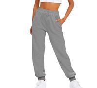 Ladies Solid Color Drawstring Elastic Waist Casual Loose Foot Fleece Sweatpants Leggings Femme Court Blanc Pantalon+Jogging+Femme (GY1, XXXL)