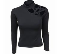 Ladies Spiral Plain Pentagram Shoulder Autorisé Femmes Dames T-shirt