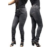 Ladies Stone Wash Grey Stretch Kevlar Motorcycle Jeans with Removable CE1621-1 Armour