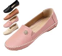 Ladies Walking Shoes Leather, Orthopedic Leather Shoes for Women, Casual Comfort Walking Shoess for Work Travel Shopping Walkings and Wearing at Home (Pink,39)
