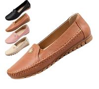 Ladies Walking Shoes Leather, Orthopedic Leather Shoes for Women, Casual Comfort Walking Shoess for Work Travel Shopping Walkings and Wearing at Home (Camel,36.5)