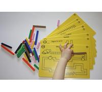 LADO - Activités Multiples Cuisenaire - 12 panneaux de jeu, dessinez et effacez dessus - Panneaux extra durables, durs et lavables - N'inclut pas de réglettes.