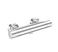 LADOKEE Mitigeur Douche Thermostatique à Fixation Murale avec Bouton de Sécurité 38 °C, Raccord G 1/2", Anti-brûlure, Laiton, Température Réglable, Chromé, Idéal pour Salles de Bains