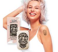 LaDot Tatouage Temporaire pour Enfants et Adultes, Faux Tatouage Doux pour la Peau, Tampon de Tatouage Ephemere pour le Corps et le Bras, Résistant à l'Eau, Crâne