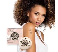 LaDot Tatouage Temporaire pour Enfants et Adultes, Faux Tatouage Doux pour la Peau, Tampon de Tatouage Ephemere pour le Corps et le Bras, Résistant à l'Eau, Fleur de Lotus