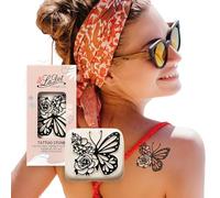 LaDot - Tampon tatouage Papillon Rose en céramique, tatouage temporaire sans aiguille, hypoallergénique et résistant à l’eau, idéal pour enfants et adultes