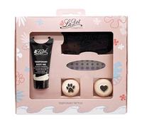 LaDot Tatouage Set S - Patte de Chat et Coeur - pour Enfants et Adultes Contenu: Tampon encreur, Encre Tatouage Noir, Pierres de Tatouage Taille S Patte de Chat et Coeur, Strass Autocollant