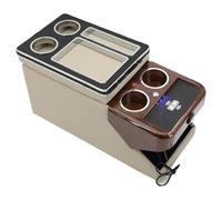 LADPZJNW boîte Rangement Centrale pour Toyota pour Proace pour Verso 2016-2023 Ensemble Garde-Corps Avant Accoudoir Central Professionnel Coffre Rangement(E Beige Wireless)