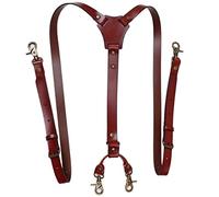 LADUDI Bretelles en cuir à l'ancienne mode pour homme avec 4 crochets et boucles robustes réglables GZ-12, Rouge, Wide 2 cm