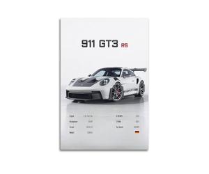 LADV 911 GT3 RS Affiche statistique, motif : voiture de course, tableau décoratif, toile, œuvres d'art murales, image, 60 x 90 cm