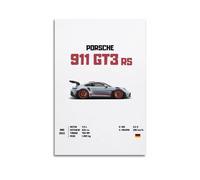 LADV Affiche 911 GT3 RS au design vintage de course, motif : supersportive, tableau décoratif, toile, œuvres d'art murales, image, 50 x 75 cm