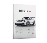 LADV Affiche 911 GT3 RS Statistiques Voiture de Course Sport Blanche Peinture Décorative sur Toile Oeuvre d'Art Murale Image 40x60cm (16x24po)
