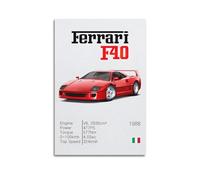 LADV Poster classique Supercar Ferrari F40 - Impression sur toile décorative - 60 x 90 cm