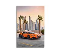 LADV Poster Hypercar pour Bugatti Chiron Orange Sport Supercar - Peinture sur toile décorative - 50 x 75 cm