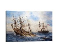 LADV Poster vintage de 1864 Cherbourg, naufrage du CSS Alabama sur toile décorative 30 x 45 cm