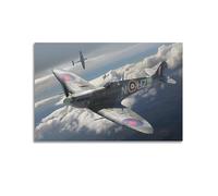 LADV Poster vintage de la Seconde Guerre mondiale de chasse Supermarine Spitfire Mk.IIa - Peinture décorative sur toile - 30 x 45 cm
