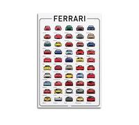 LADV Poster vintage Italie Supercar pour Ferrari Collection Sports Racing Cars Peinture décorative sur toile 30 x 45 cm