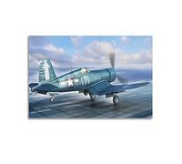 LADV Toile décorative vintage F4U-1D Corsair WW2 Avion militaire 40 x 60 cm