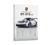 LADV WTD 911 GT3 RS Poster sur toile représentant une voiture de course blanche 40 x 60 cm