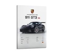 LADV WTD 911 GT3 RS Poster sur toile représentant une voiture de sport Noir 60 x 90 cm