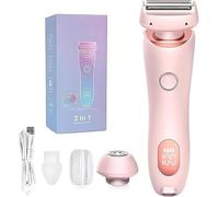 Lady 2 in 1 Electric Shavers for Women,2025 Best Silk Glide Razor,Fessional Painless Waterproof Hair Remover for Shave Legs, Suitable for Shave Legs,Underarms,Bikini Area,Removable Heads (Pink)