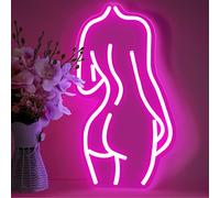 Lady Back Panneau lumineux néon LED décoratif pour chambre à coucher, bar, garage, club, salon, fête, art mural, 41,6 x 22,9 cm - Rose