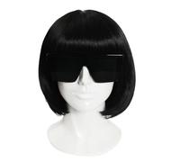 Lady G Costume - Lunettes de soleil noires avec perruque courte noire - Accessoire de déguisement de diva pop star pour fêtes et Halloween