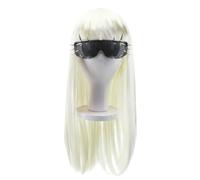 Lady G Costume Outfit - Lunettes de soleil punk Spike avec longue frange blonde perruque - Accessoires de déguisement Pop Star Diva pour Halloween, fêtes et événements déguisés