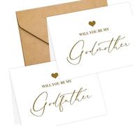 LADY&HOME Lot de 2 cartes de demande pour parrain et marraine avec enveloppe, « Will You Be My Godfather/Godmother » (C2 : Parrain et marraine)