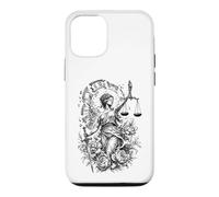 Lady Justice Horloge brisée Écailles d'épée Art Floral Coque pour iPhone 12/12 Pro