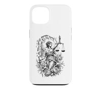 Lady Justice Horloge brisée Écailles d'épée Art Floral Coque pour iPhone 13