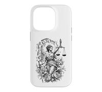 Lady Justice Horloge brisée Écailles d'épée Art Floral Coque pour iPhone 14 Pro