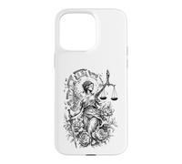 Lady Justice Horloge brisée Écailles d'épée Art Floral Coque pour iPhone 15 Pro Max