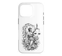 Lady Justice Horloge brisée Écailles d'épée Art Floral Coque pour iPhone 16 Pro