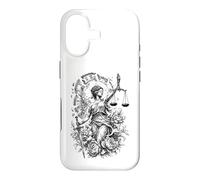 Lady Justice Horloge brisée Écailles d'épée Art Floral Coque pour iPhone 17