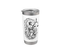 Lady Justice Horloge brisée Écailles d'épée Art floral Gobelet isotherme en acier inoxydable double paroi
