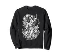 Lady Justice Horloge brisée Écailles d'épée Art Floral Sweatshirt