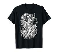 Lady Justice Horloge brisée Écailles d'épée Art Floral T-Shirt