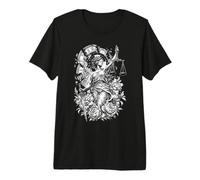 Lady Justice Horloge brisée Écailles d'épée Art Floral T-Shirt Haut de Gamme