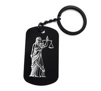 Lady Justice Porte-clés en acier inoxydable avec balance de mesure, Noir , taille unique