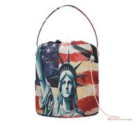 Lady Liberty Flag Usa Pride Sac de rangement pour fil avec trous pour outils de tricot et sac à dos