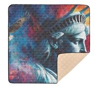 Lady Liberty Grand tapis de jeu robuste pour l'intérieur et l'extérieur Motif drapeau américain Pour bébés et nourrissons 127 x 127 cm