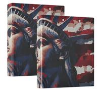Lady Liberty Presidents Day Lot de 200 classeurs à anneaux en D avec pochette de rangement de 3,8 cm pour bureau, maison, voyage, cartes