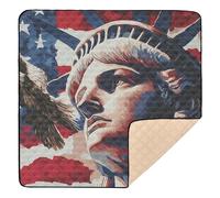 Lady Liberty USA Presidents Day Tapis de jeu rembourré doux et confortable pour bébé Motif drapeau américain 127 x 127 cm