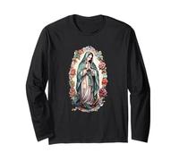 Lady of Guadalupe Graphic for Christian Colorful Catholic Manche Longue