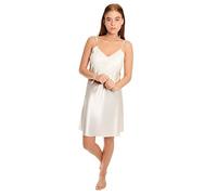 Lady Olga N48 Nuisette Courte en Satin pour Femme - Ecru - WMedium Court (38-40)