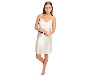 Lady Olga N48 Nuisette Courte en Satin pour Femme - Ecru - WMedium Court (38-40)