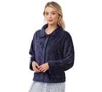 Lady Olga Vêtement de nuit en polaire gaufré doux disponible en 3 styles (peignoir avec fermeture éclair, peignoir avec boutons ou veste de nuit) - Bleu - 40