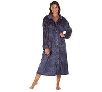 Lady Olga Vêtement de nuit en polaire gaufré doux disponible en 3 styles (peignoir avec fermeture éclair, peignoir avec boutons ou veste de nuit) - Bleu - 44
